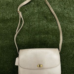 Cream Crossbody Bag with Gold Turn-Lock Closure